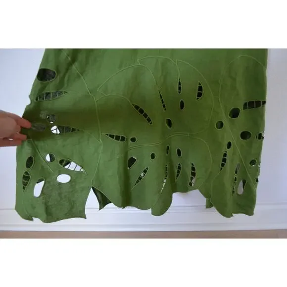 Farm Rio Green Monstera Embroidered Linen Midi Dress - Picture 7 of 8